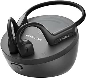 Avantree Medley Air - Wireless Earbuds for TV Listening with Clear Dialogue, Open-Ear Design for Surrounding Awareness, Bluetooth Transmitter & Headphones Charging Dock 2 in 1, Soundbar Passthrough