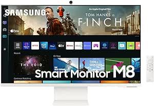 SAMSUNG 32" M80B 4K UHD HDR Smart Computer Monitor Screen with Streaming TV, SlimFit Camera Included, Wireless Remote PC Access, Alexa Built-In, LS32BM805UNXGO, White