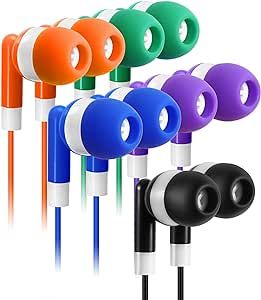 Keewonda Earbuds Bulk 30 Pack Multi Color for Kids Classroom Earbuds Wired Stereo in Ear Wholesale Earbuds Headphones Earphones for Children Students Teachers School