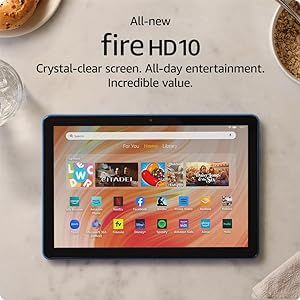 All-new Amazon Fire HD 10 tablet, built for relaxation, 10.1" vibrant Full HD screen, octa-core processor, 3 GB RAM, latest model (2023 release), 32 GB, Ocean