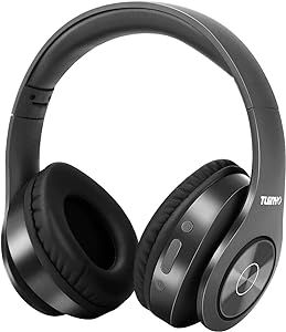 TUINYO Bluetooth Headphones Wireless, Over Ear Stereo Wireles Headset 40H Playtime with deep bass, Soft Memory-Protein Earmuffs, Built-in Mic Wired Mode PC/Cell Phones/TV-Dark Grey …