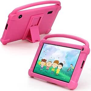 Kids Tablet 7 inch, Android Tablet for Kids, 16GB ROM, Support 128GB Expand, with Parental Control, Google Certified Toddler Tablet, WiFi, Bluetooth, Dual Camera Tablet with Silicone Case