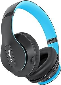 Glynzak Wireless Bluetooth Headphones Over Ear, 65H Playtime HiFi Stereo Headset with Microphone and 6EQ Modes Foldable Bluetooth V5.3 Wireless Headphones for Travel, Computer Laptop (Blue), WH207A