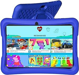 VNEIMQN Kids Tablet, 10 Inch Tablet for Kids Toddler, 4GB+64GB Android 12, WiFi 6, 12H Battery, Parental Control, 1280 * 800 HD Display, Dual Camera