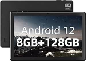 SGIN 10 Inches Tablet, 8GB RAM 128GB ROM Android 12 Tablets with 256GB Expand, 8 Core Processor Android Tablets, 1920*1200 IPS HD, 6000mAh , 2.4G/5G WiFi Bluetooth 5.0, GPS, 5MP+8MP Dual Camera, Black