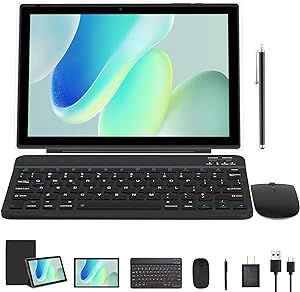 Tablet 2 in 1 2GB+64GB Tablet 10 inch Android 11 Tablet Set Tablets with Keyboard Case wireless Mouse Stylus Screen Flim 10.1 IN 1280*800 HD Touch Screen 8MP Dual Camera Games Tab Wi-Fi BT Tableta PC…