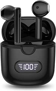 HNEE Wireless Earbuds Bluetooth 5.3 Headphones: 48H Playback LED Power Display Earphones with Charging Case, IPX5 Waterproof Stereo Earbuds with Microphone for Sports Workout