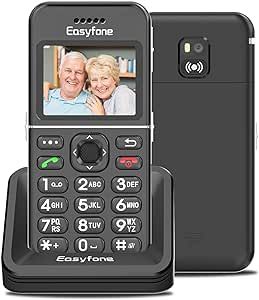 Easyfone T100 4G Unlocked Feature Cell Phone for Seniors | Easy-to-use | Clear Sound | Big Buttons | 2.0'' HD Display | SOS w/GPS | SIM Card & Flexible Data Plans | 1500Mah Battery and Charging Dock