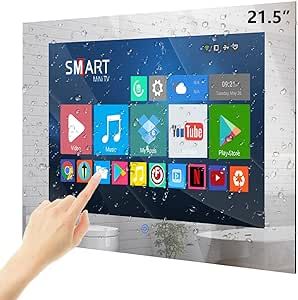 Haocrown ?500 cd/? High-Brightness Updated 2023 Model? 21.5 Inch Bathroom TV IP66 Waterproof Touch Screen Smart Mirror TV Android 11 Full HD 1080p Smart Television with ATSC Tuner(8GB+64GB)