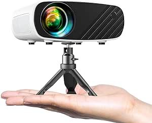 Mini Projector for iPhone, ELEPHAS 2023 Upgraded 1080P HD Projector, 8000L Portable Projector with Tripod and Carry Bag, Movie Projector Compatible with Android/iOS/Windows/TV Stick/HDMI/USB