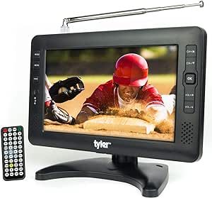 Tyler 9" 1080p Portable TV LCD Monitor Rechargeable Battery Powered Wireless Capability HD-TV, USB, SD Card, AC/DC, Remote Control Built in Stand Small for Car Kids Travel