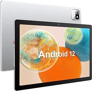 Mouikei 10 inch Tablet Android 12 Tablets, Quad-Core Tablet PC, 32GB ROM 128GB Expand, 5000mAh,1280x800 HD Touch Screen, Bluetooth, WiFi, Dual Camera, GPS, Silver