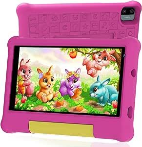 ApoloSign Kids Tablet with Case 7-inch Android 13 Tablet for Kids, 32GB, Parental Control, WiFi, Bluetooth, Educational Apps Latest Upgrade (Pink)