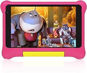 Anyway.go Kids Tablet 7 inch Tablet for Kids Android 12 Tablet 2GB 32GB Kid Tablet, Parent Controls, Dual Camera, Kidoz Pre-Installed Children Learning Tablet with Case (Pink)