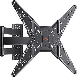 Full Motion TV Wall Mount for Most 23-55 Inch Flat Curved TVs, Single Stud Wall Bracket TV Mount with Swivel Articulating Extension Tilt Arm, Max VESA 400x400mm up to 88lbs by Perlegear, PGMF5