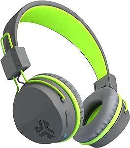JLab Audio Neon Folding On-Ear, Wireless Headphones, 13 Hour Bluetooth Playtime, Noise Isolation, 40mm Neodymium Drivers, C3 Sound (Crystal Clear Clarity), Graphite/Green