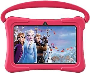 WXUNJA Kids Tablet, 7 inch Android Tablet for Kids, 3GB 32GB Toddler Tablet with Bluetooth, GMS, WiFi, Parental Control, Dual Camera, Shockproof Case, Educational, Games (Red)