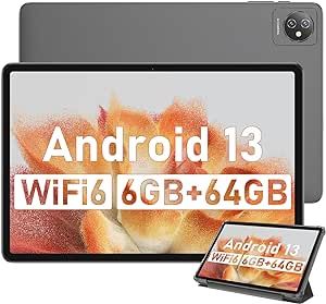 Blackview Android 13 Tablet - 10.1 Inch Screen Tablet, 6GB RAM 64GB ROM 1TB Expand, Dual Camera 5MP, WiFi 6, 6580mAh Android Tablet, Google Play Parent Control Kids Tablet, Space Gray